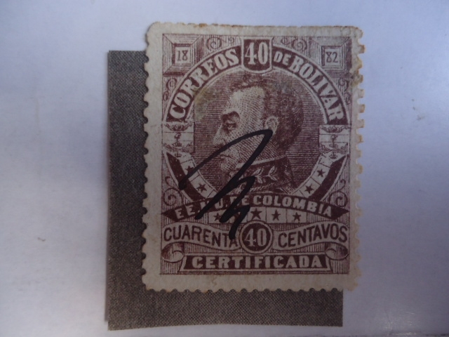 Correos de Bolívar - 1882 - EE.UU. de Colombia - Serie: Bolívar: Sello de Registro.