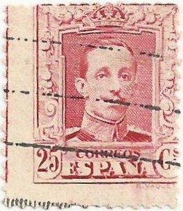 SERIE ALFONSO XIII TIPO VAQUER. VALOR FACIAL 25 Cts. EDIFIL 317A