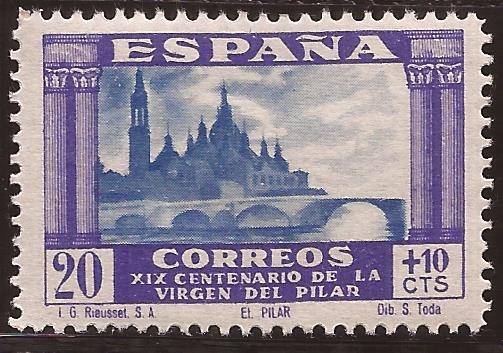 XIX Cent Virgen del Pilar 1940 20+10 cents