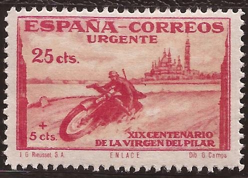 XIX Cent Virgen del Pilar 1940 25+10 cents urgente