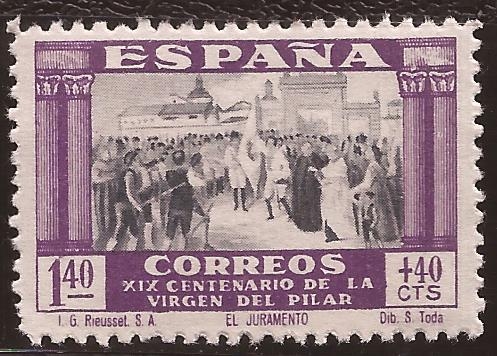 XIX Cent Virgen del Pilar 1940 1,40 pta +40 cents