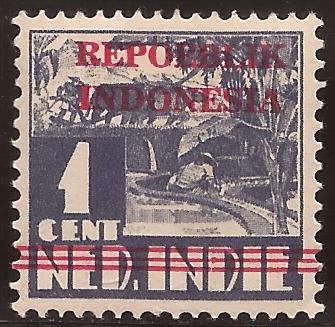 Republica Indonesia 1945 1 cent habilitado de India Holandesa