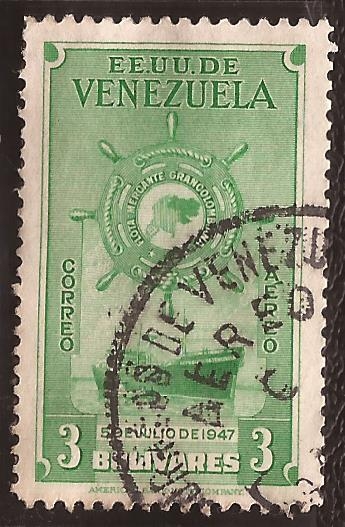 1er Aniversario de la Flota Mercante Grancolombiana 1948 aéreo 3 bolívares