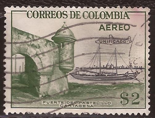 Puerto de Pastelillo en Cartagena  1959 aéreo 2 pesos