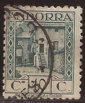 S Julià de Loria  1934 10 cents verde azulado