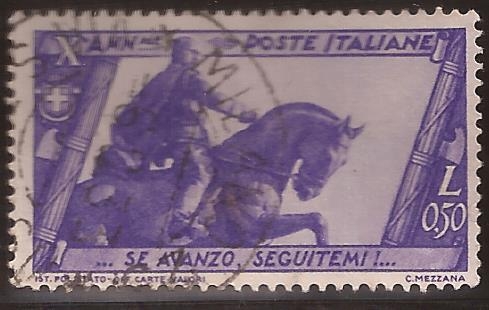 Mussolini ecuestre  1932  0,50 liras