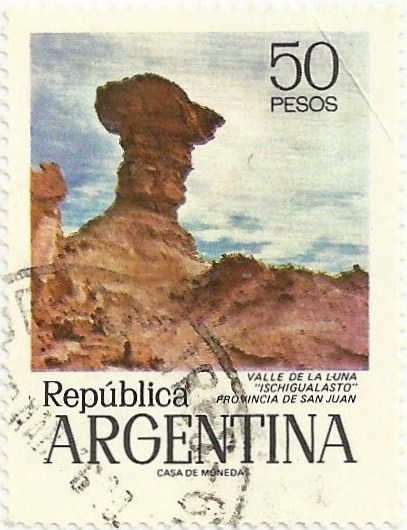 ISCHIGUALASTO O VALLE DE LA LUNA, VALOR FACIAL 50 pesos. YVERT AR 1018