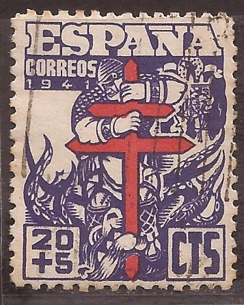 Pro Tuberculosos, Cruz de Lorena en rojo  1941 20+5 cents