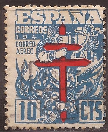 Pro Tuberculosos, Cruz de Lorena en rojo  1941 aéreo10 cents