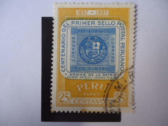 Centenario del Primer Sello Postal Peruano 1857-1957- Armas de la Patria