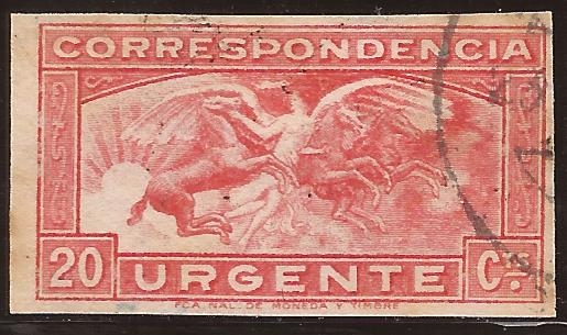 Angel y Caballos Urgente sin dentar  1933 20 cents