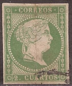 Isabel II  1855  2 cuartos  sin filigrana