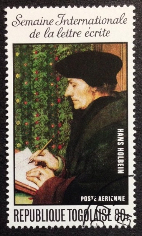 Erasmus escribiendo, Hans Holbein