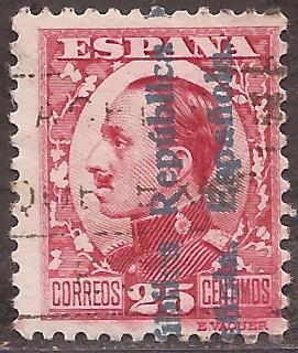 Alfonso XIII con sobrestampación República Española  1931 25 céntimos