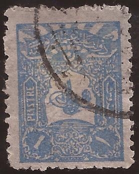 Pequeña Tughra coronada por Rayos  1905 1 piastra