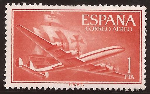 Superconstellation y Nao Santa María  1955 aéreo 1 pta