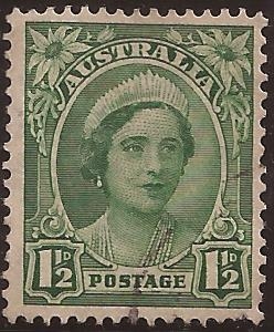 Queen Elizabeth  1949 1 1/2 penique australiano