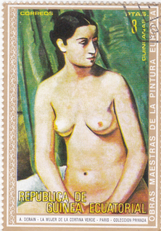 pintura desnudos-La mujer de la cortina verde