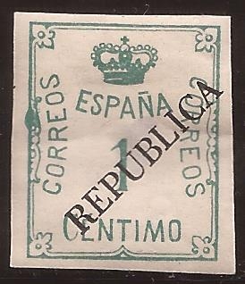 Corona y cifra de 1920 habilitado por la República. No Expedido  1931 1 céntimo
