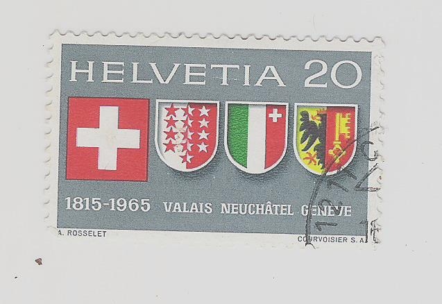 1965 The 150th Anniversary of the Admission of Valais Wallis, Neuchatel Neuenburg and Geneva in the 