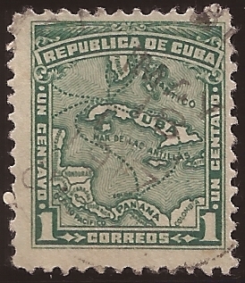 Mapa de Cuba  1914  1 centavo