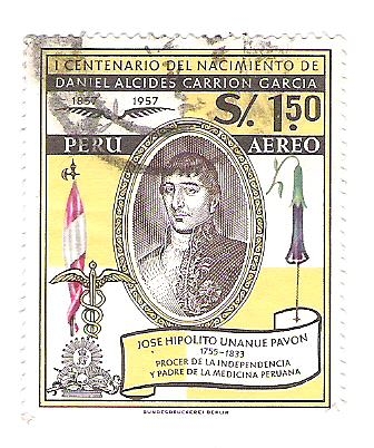 1958 Correo aéreo. I Centenario del nacimiento del padre Martin de Porras Velasquez.