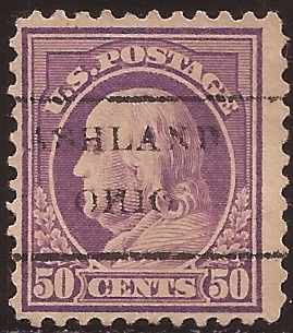Benjamin Franklin  1917 50 centavos 10,5 perf
