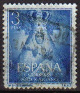 ESPAÑA 1954 1141 Sello Año Mariano Ntra. Sra. de Guadalupe Cáceres Usado