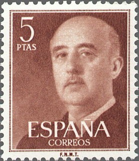 ESPAÑA 1955 1160 Sello Nuevo General Franco 5pts