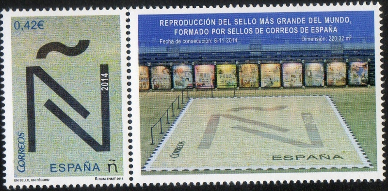 4973-Récord guinness. mosaico más grande del mundo realizadocon sellos de correo que reproduce la le