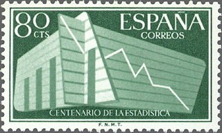 ESPAÑA 1956 1197 Sello Nuevo I Centenario de la Estadistica Española 80cts