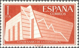 ESPAÑA 1956 1198 Sello Nuevo I Centenario de la Estadistica Española 1pta