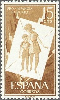 ESPAÑA 1956 1201 Sello Nuevo Pro Infancia Húngara 15cts