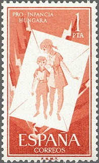 ESPAÑA 1956 1204 Sello Nuevo Pro Infancia Húngara 1pta