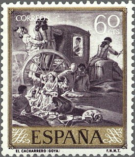 ESPAÑA 1958 1213 Sello Nuevo Pintor Francisco de Goya y Lucientes El Cacharrero