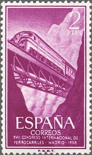 ESPAÑA 1958 1236 Sello Nuevo Congreso Ferrocarriles 2pts