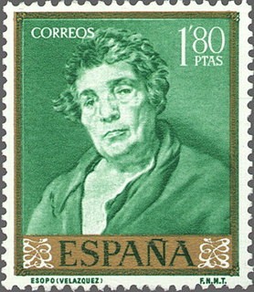 ESPAÑA 1959 1245 Sello Nuevo Pintor Diego Velázquez Esopo 1,80pts