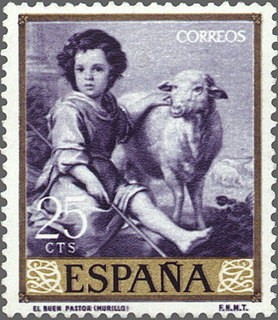 ESPAÑA 1960 1270 Sello Nuevo Bartolomé Esteban Murillo El Buen Pastor 25c