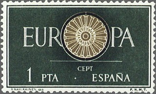 ESPAÑA 1960 1294 Sello Nuevo Europa CEPT Rueda de 19 radios simbolo