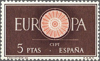 ESPAÑA 1960 1295 Sello Nuevo Europa CEPT Rueda de 19 radios simbolo