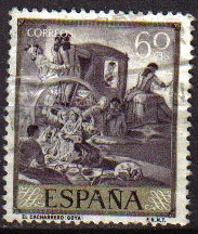 ESPAÑA 1958 1213 Sello Pintor Francisco de Goya y Lucientes El Cacharrero Usado