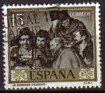 ESPAÑA 1959 1238 Sello Pintor Diego Velázquez Los Borrachos 15cts Usado