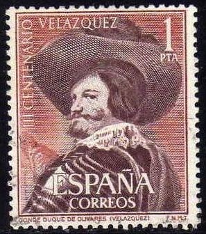 ESPAÑA 1961 1341 Sello III Cent. Muerte Velazquez Conde Duque de Olivares Usado