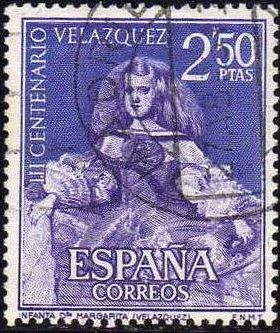 ESPAÑA 1961 1342 Sello III Cent. Muerte Velazquez Infanta Margarita Usado