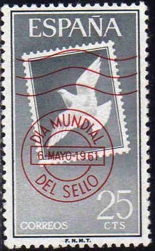 ESPAÑA 1961 1348 Sello Nuevo Día Mundial del Sello 25cts