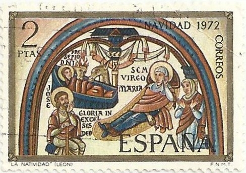 NAVIDAD 1972. LA NATIVIDAD, BASÍLICA DE SAN ISIDORO EN LEÓN. EDIFIL 2115