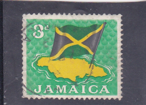 Mapa y bandera jamaicana