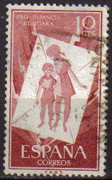 ESPAÑA 1956 1200 Sello Pro Infancia Húngara 10cts Usado