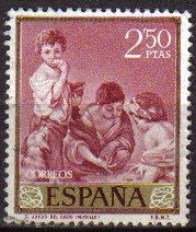 ESPAÑA 1960 1277 Sello Bartolomé Esteban Murillo El Juego del Dado 2,50pts usado