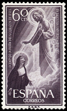 ESPAÑA SEGUNDO CENTENARIO NUEVO Nº 1207 ** 60C VIOLETA GRISACEO CORAZON DE JESUS